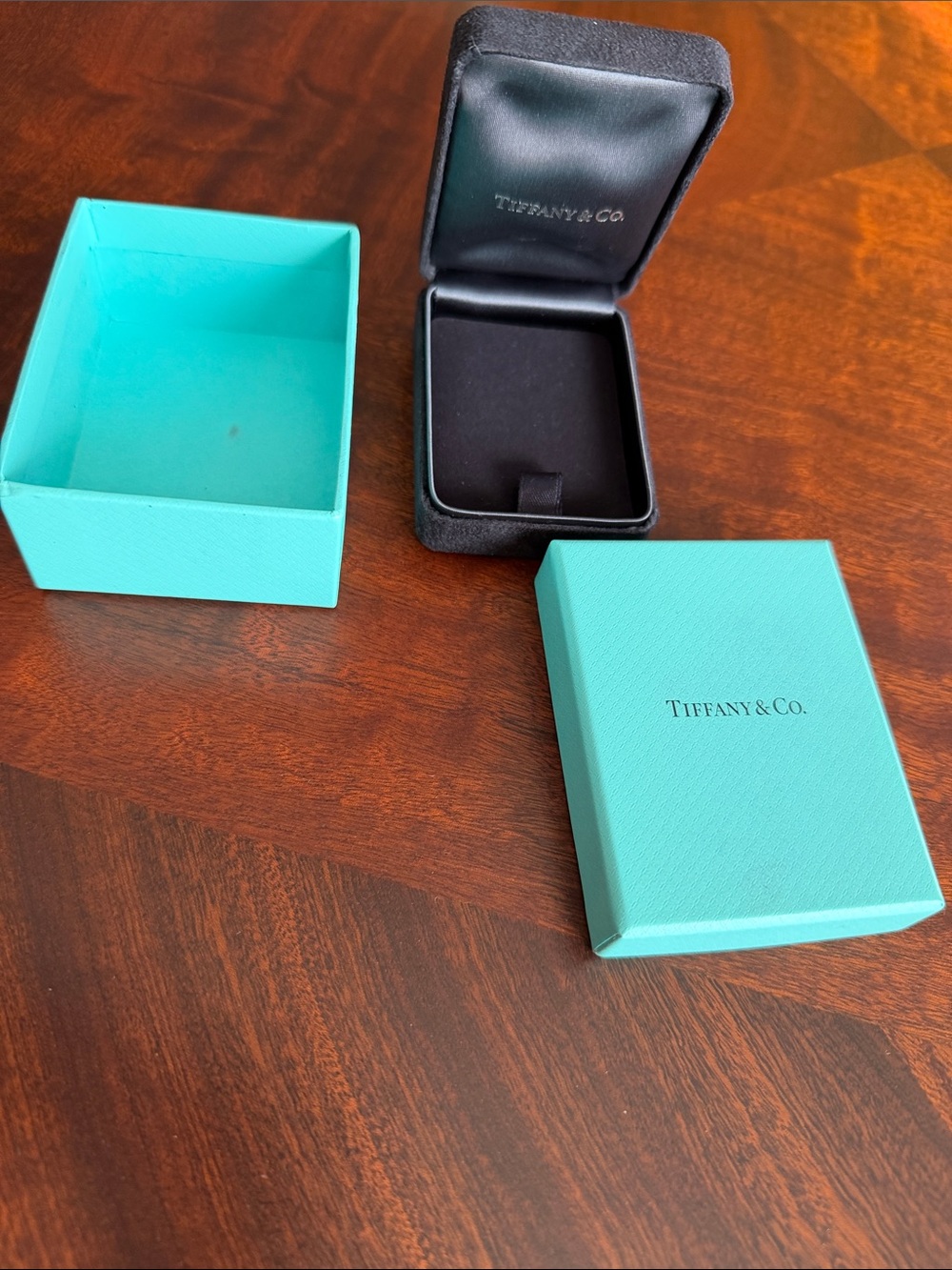 Tiffany & Co. Men's Jewelry Boxes in Signature Robin's-Egg Blue and Black case